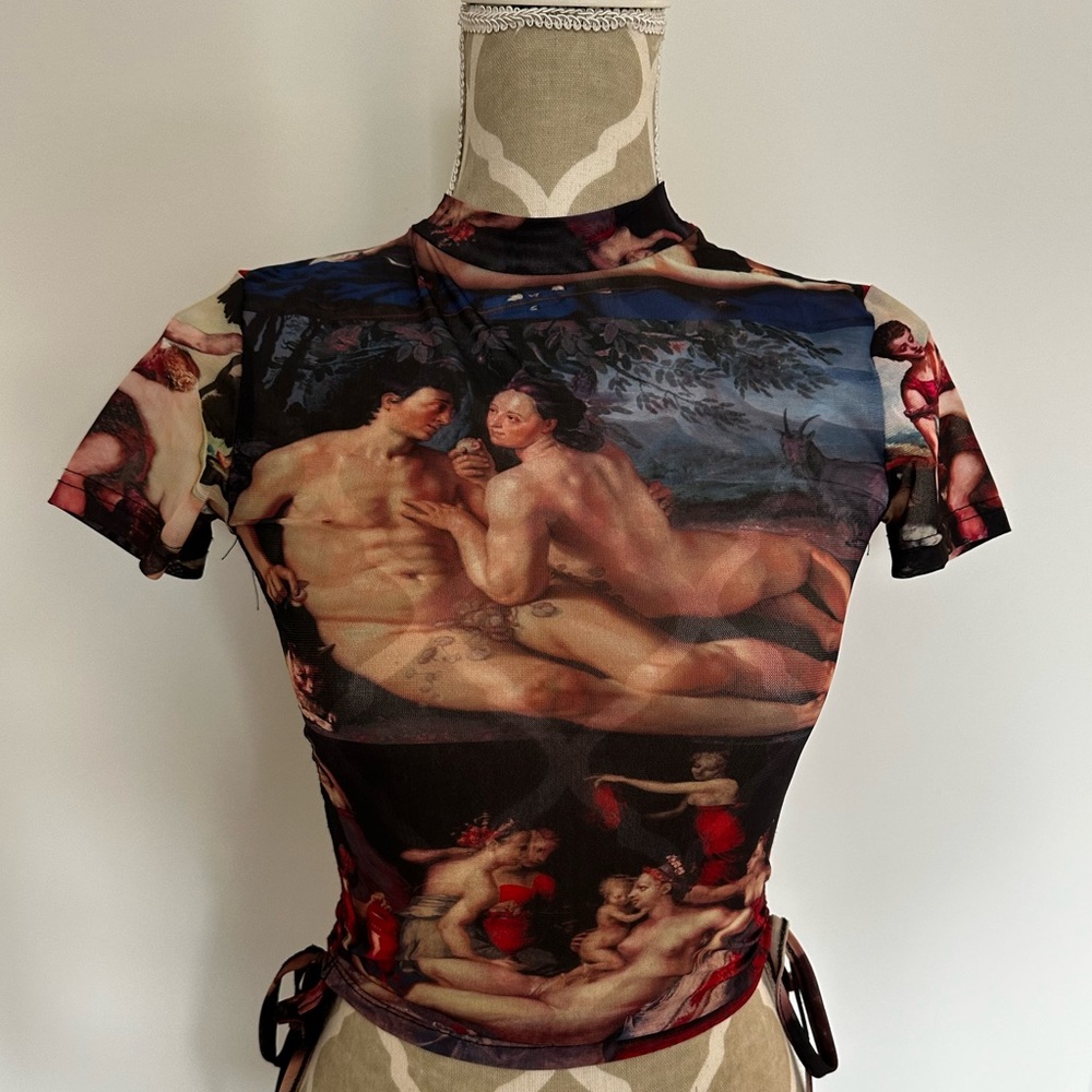 Renaissance sheer side tie detail shirt